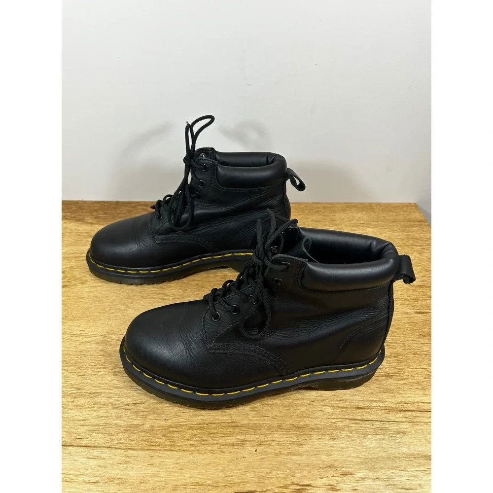 Dr. Martens 939 6-Eye Black Leather Padded Collar Boots Mens 6 Women 7 AW004
